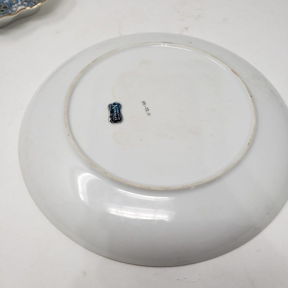 Norcrest blue floral paisley Japan plate trinket dish pitcher set porcelain 3 pc - Picture 9 of 16